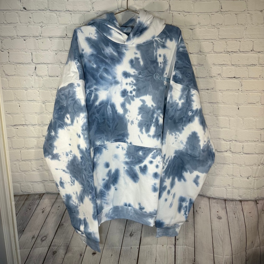 Comfrt Blue Tie Dye Oversized Hoodie 3XL Heavyweight Fleece Pullover Sweatshirt